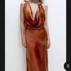 Zara ochre satin effect dress S